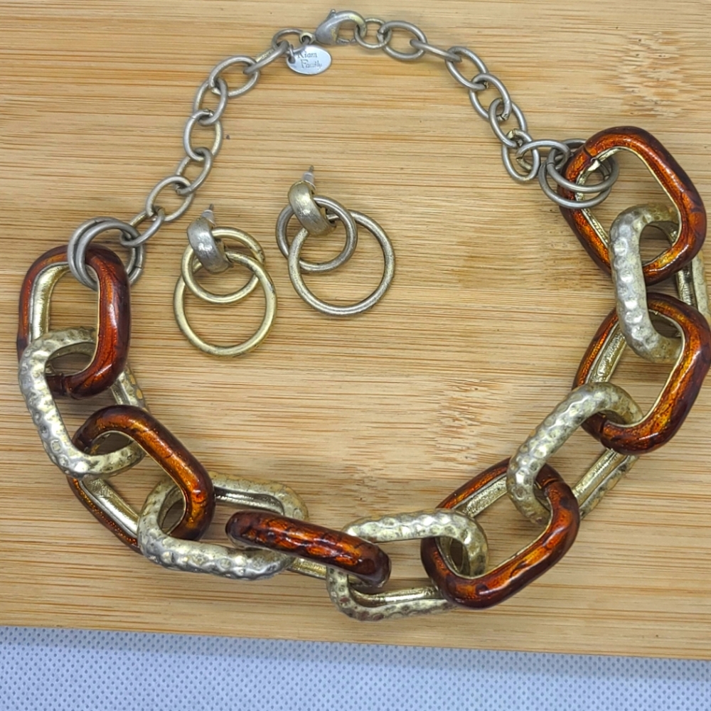 Chunky Chain Necklace with Earrings Set